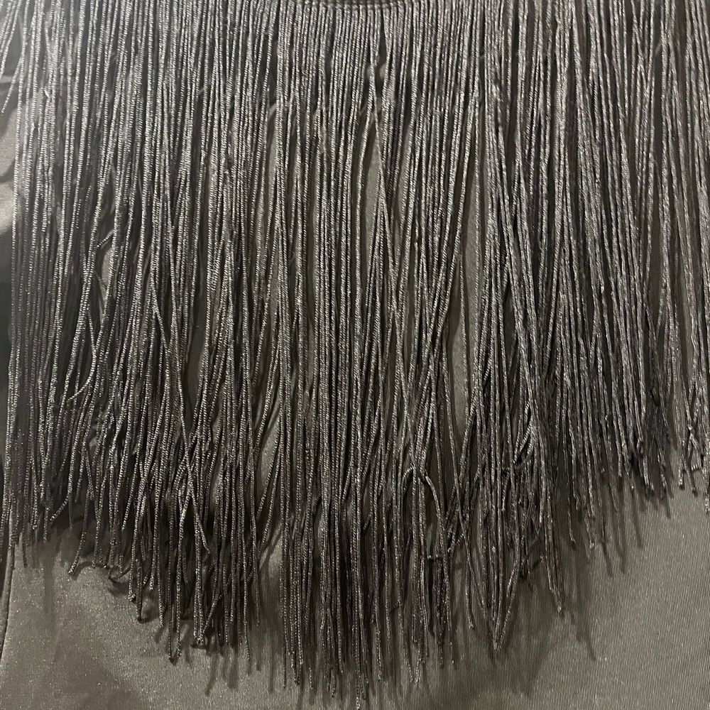 SHEIN Elegant Black Fringe Blouse
